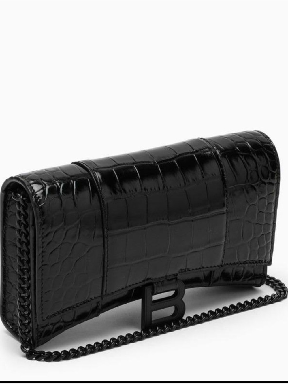Balenciaga Hourglass Croc-Embossed Wallet on Chain